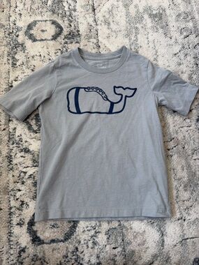 Vineyard Vines Light Gray Tee with Navy Whale Graphic